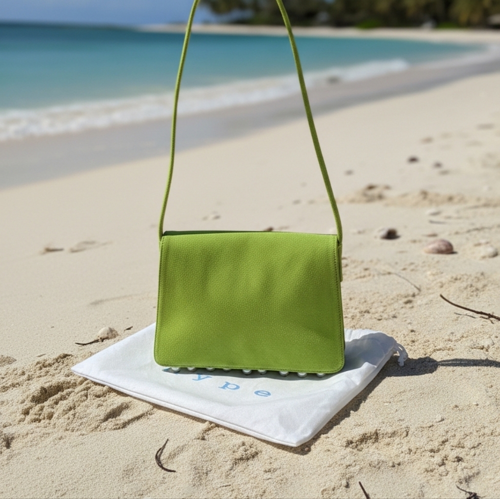Hype Lime Green Suede Leather Shoulder Small Bag